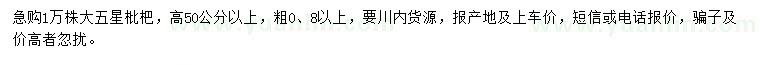 求購(gòu)高50公分以上大五星枇杷