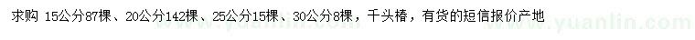 求購15、20、25、30公分千頭椿