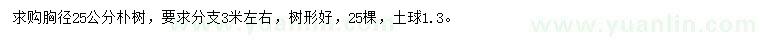 求購胸徑25公分樸樹