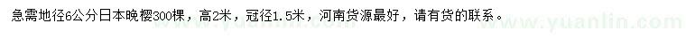 求購地徑6公分日本晚櫻