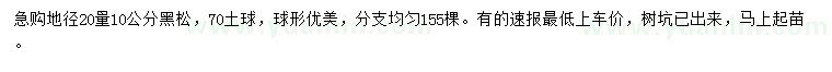 求購(gòu)地徑20量10公分黑松