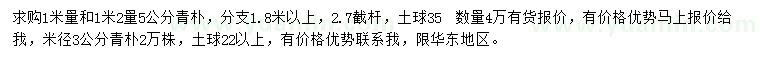 求購3、5公分青樸