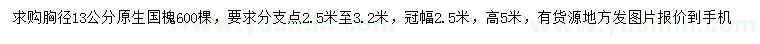 求購胸徑13公分國槐