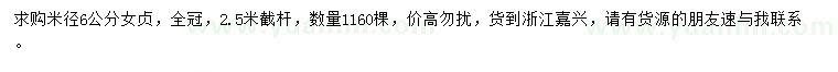求購米徑6公分女貞