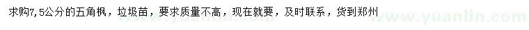 求購7.5公分五角楓