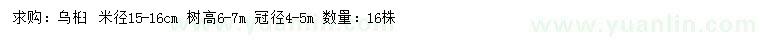求購米徑15-16公分烏桕