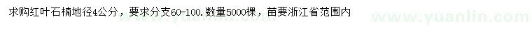 求購地徑4公分紅葉石楠