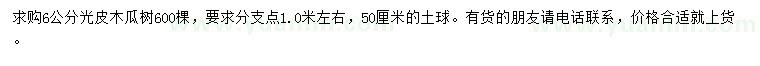 求購6公分光皮木瓜樹