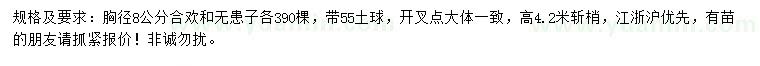 求購米徑8公分合歡、無患子