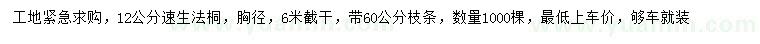 求購12公分速生法桐
