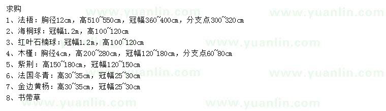 求購(gòu)法梧、海桐球、紅葉石楠球等