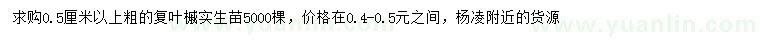 求購0.5公分以上復(fù)葉槭