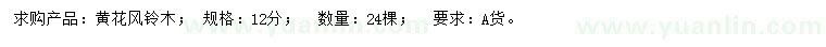 求購(gòu)12公分黃花風(fēng)鈴木