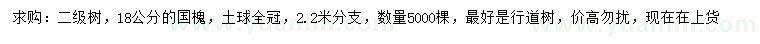 求購18公分國槐
