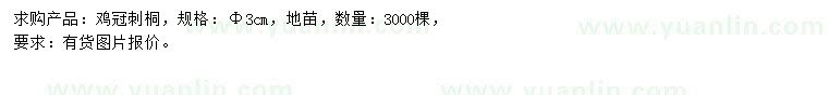 求購(gòu)3公分雞冠刺桐