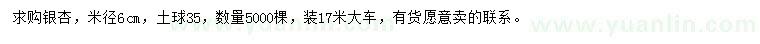 求購米徑6公分銀杏
