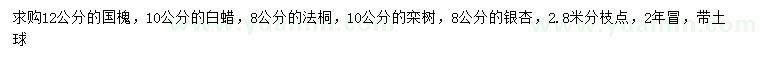 求購(gòu)國(guó)槐、白蠟、法桐等