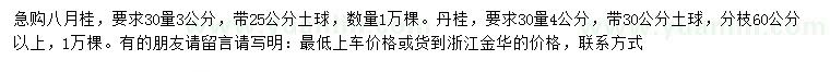 求購(gòu)30量3公分八月桂、30量4公分丹桂