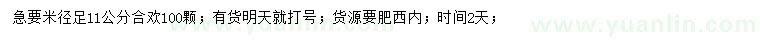 求購米徑11公分合歡