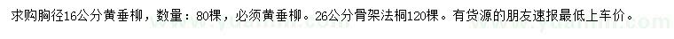 求購(gòu)胸徑16公分黃垂柳、26公分法桐