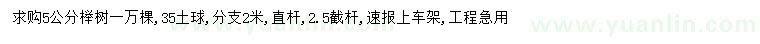 求購(gòu)5公分櫸樹