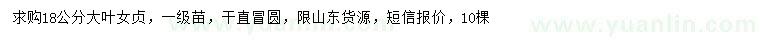 求購18公分大葉女貞