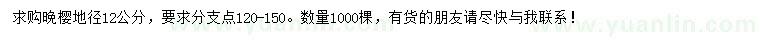 求購地徑12公分晚櫻