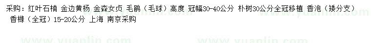 求購紅葉石楠、金邊黃楊、金森女貞等