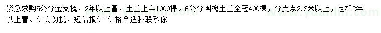 求購5公分金枝槐、6公分國槐