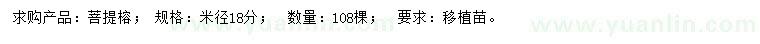 求購米徑18公分菩提榕