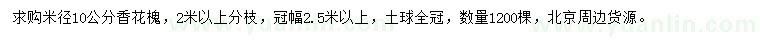 求購(gòu)米徑10公分香花槐