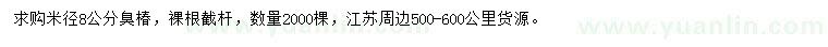 求購米徑8公分臭椿