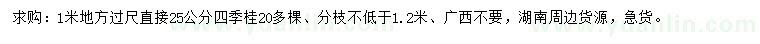 求購1米量25公分四季桂