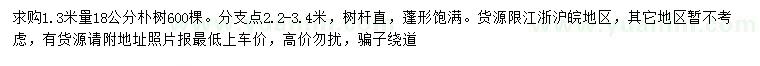 求購1.3米量18公分樸樹