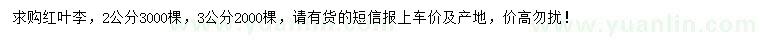 求購2、3公分紅葉李