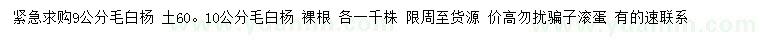 求購(gòu)9、10公分毛白楊