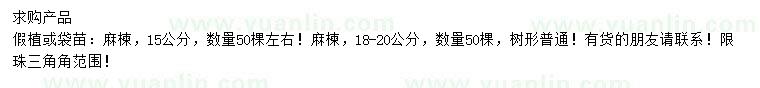 求購15、18-20公分麻楝