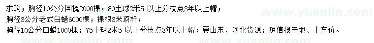 求購(gòu)國(guó)槐、老式白蠟、白蠟