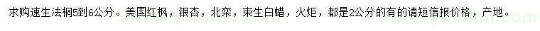 求購速生法桐、美國紅楓、銀杏等