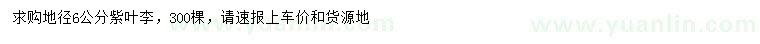 求購(gòu)地徑6公分紫葉李