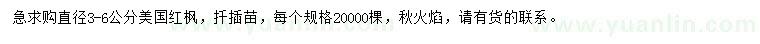 求購直徑3-6公分美國紅楓