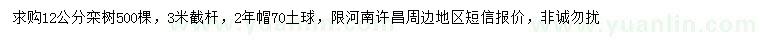 求購(gòu)12公分欒樹