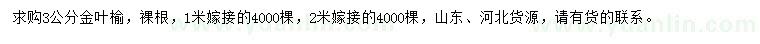 求購(gòu)3公分金葉榆