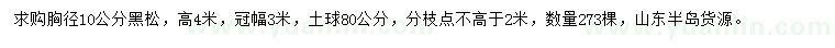 求購胸徑10公分黑松