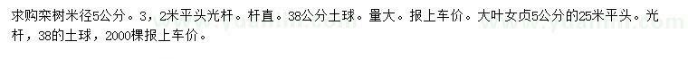 求購(gòu)米徑5公分欒樹(shù)、大葉女貞