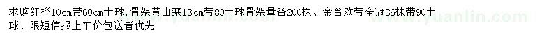 求購(gòu)紅櫸、黃山欒、金含歡