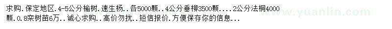 求購榆樹、速生楊、垂柳等