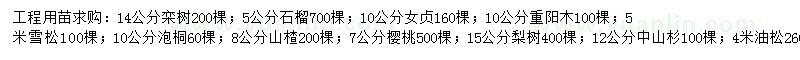 求購(gòu)欒樹(shù)、石榴、女貞等