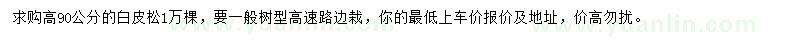 求購高90公分白皮松