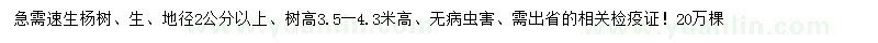 求購(gòu)地徑2公分以上速生楊